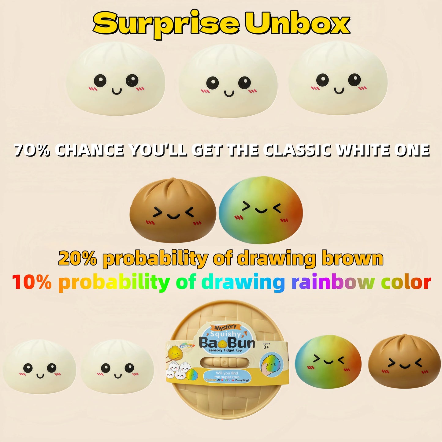 Smiling Dumpling Squishy Mystery Fidget Toy