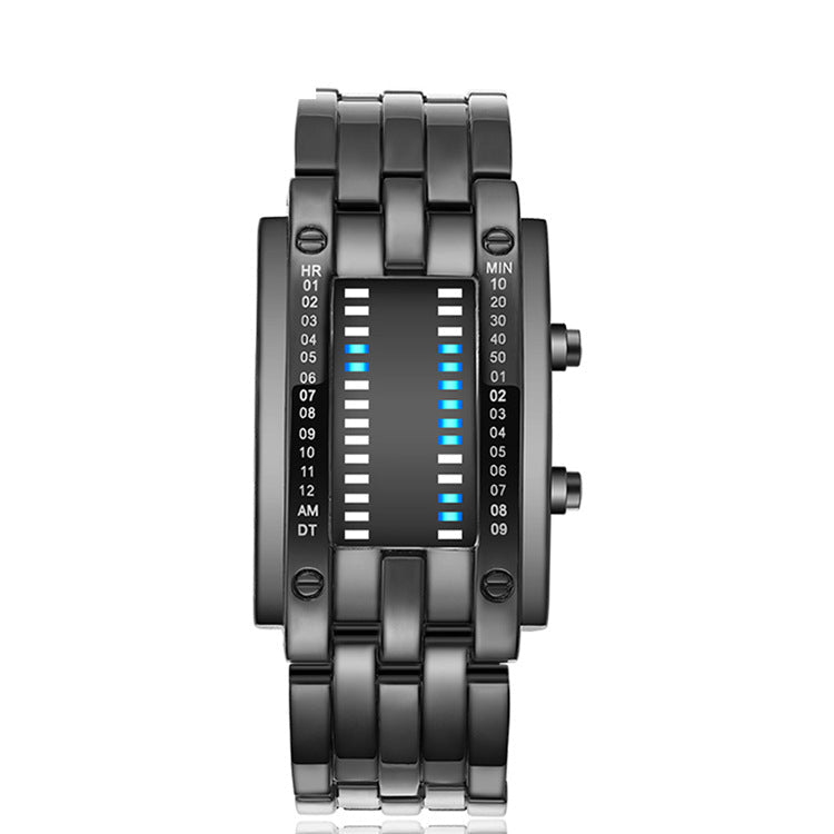 Men’s LED Digital Bracelet Watch – Stainless Steel Sports Style with Blue Light Display