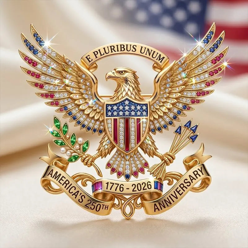 America 250th Anniversary Brooch – Patriotic Commemorative Pin for 2026 Celebration