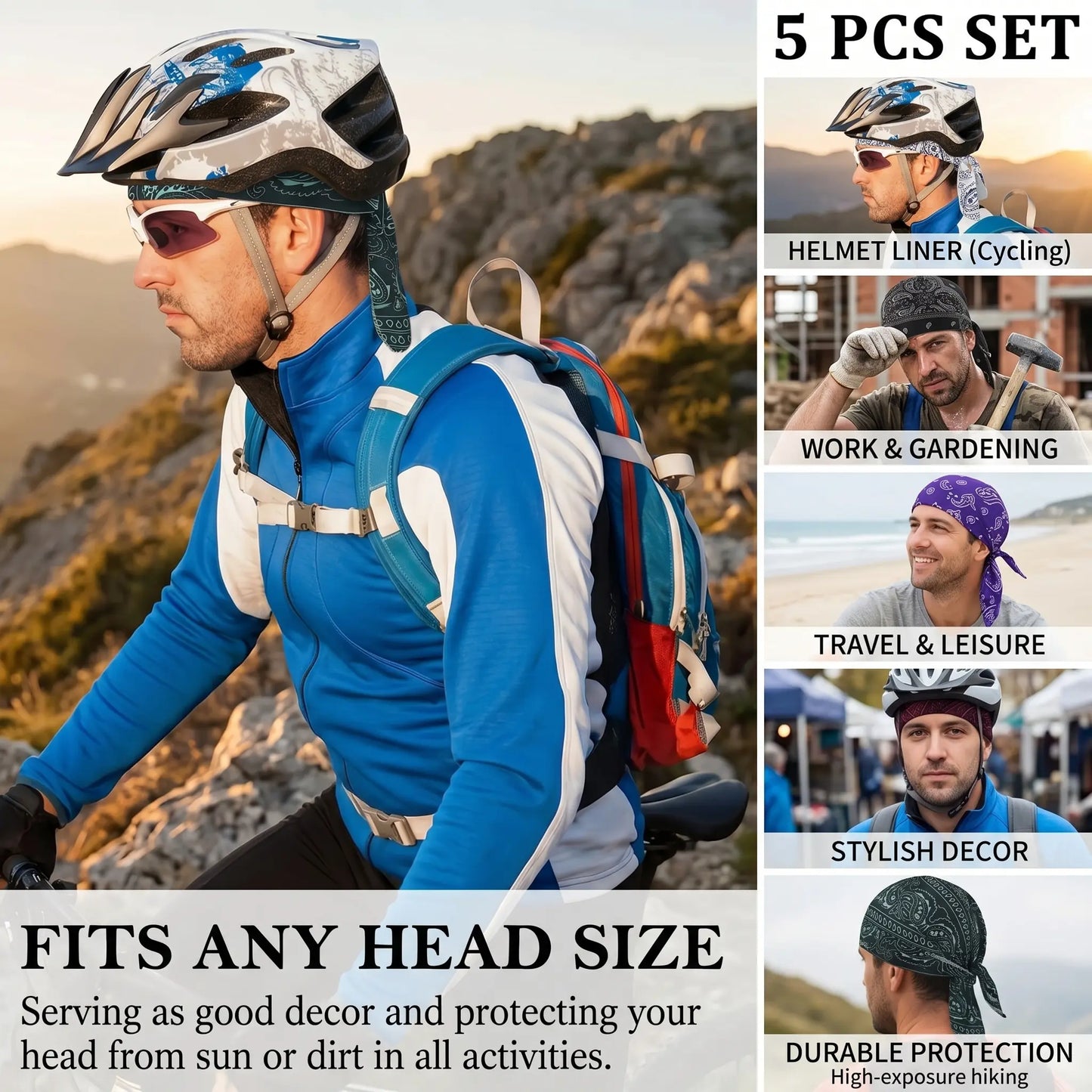 Paisley Pattern Durag Adjustable Head Wrap, Breathable Quick-Dry Helmet Liner