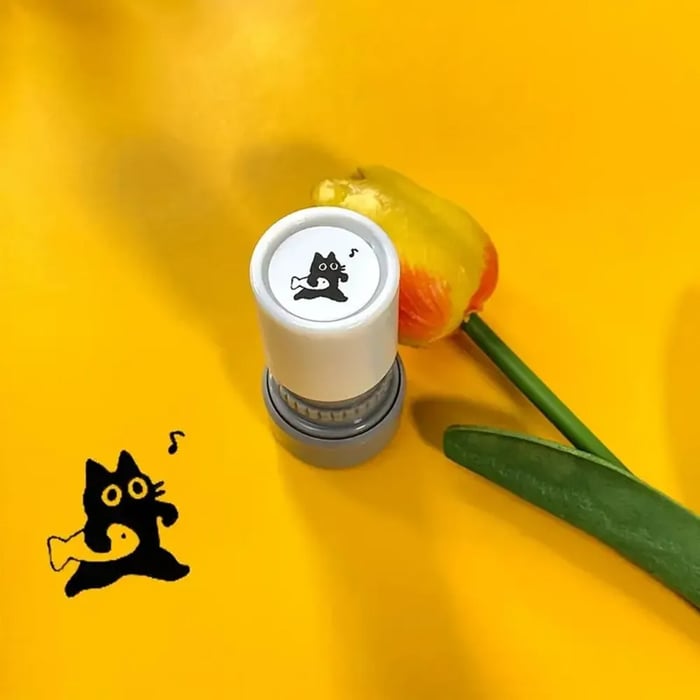 Cat Pattern Stamp, Round Self-inking Stamp