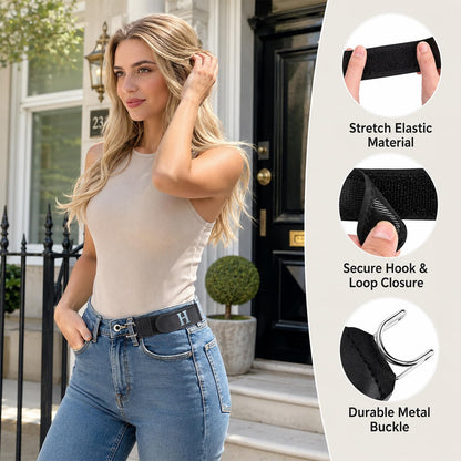 Buckle-Free Elastic Waist Adjuster – No-Sew Instant Fit Belt for Men & Women