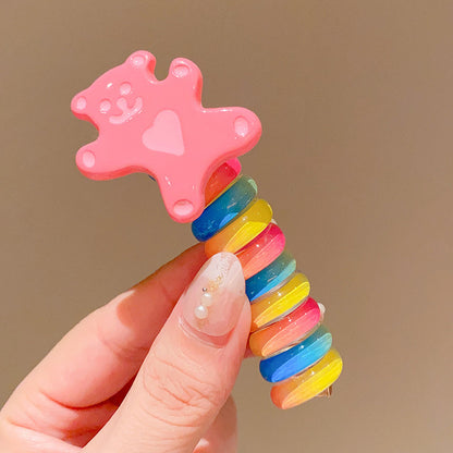 Rainbow Cartoon Spiral Hair Bobbles | Gentle No Pull Hair Ties for Little Girls