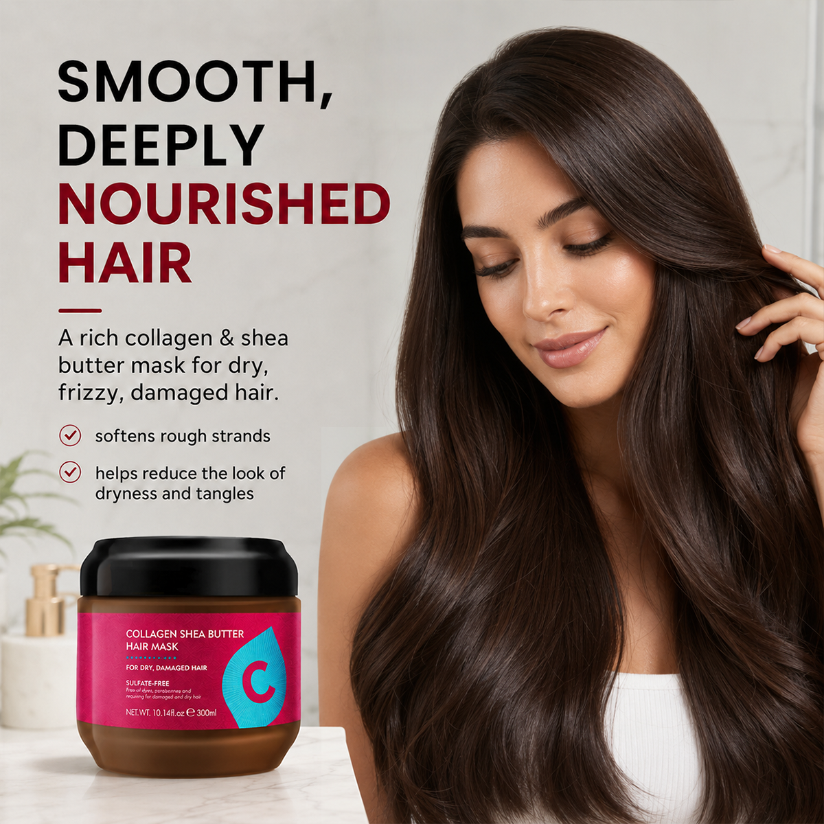 Collagen Shea Butter Hair Mask - Deep Repair & Hydration Treatment