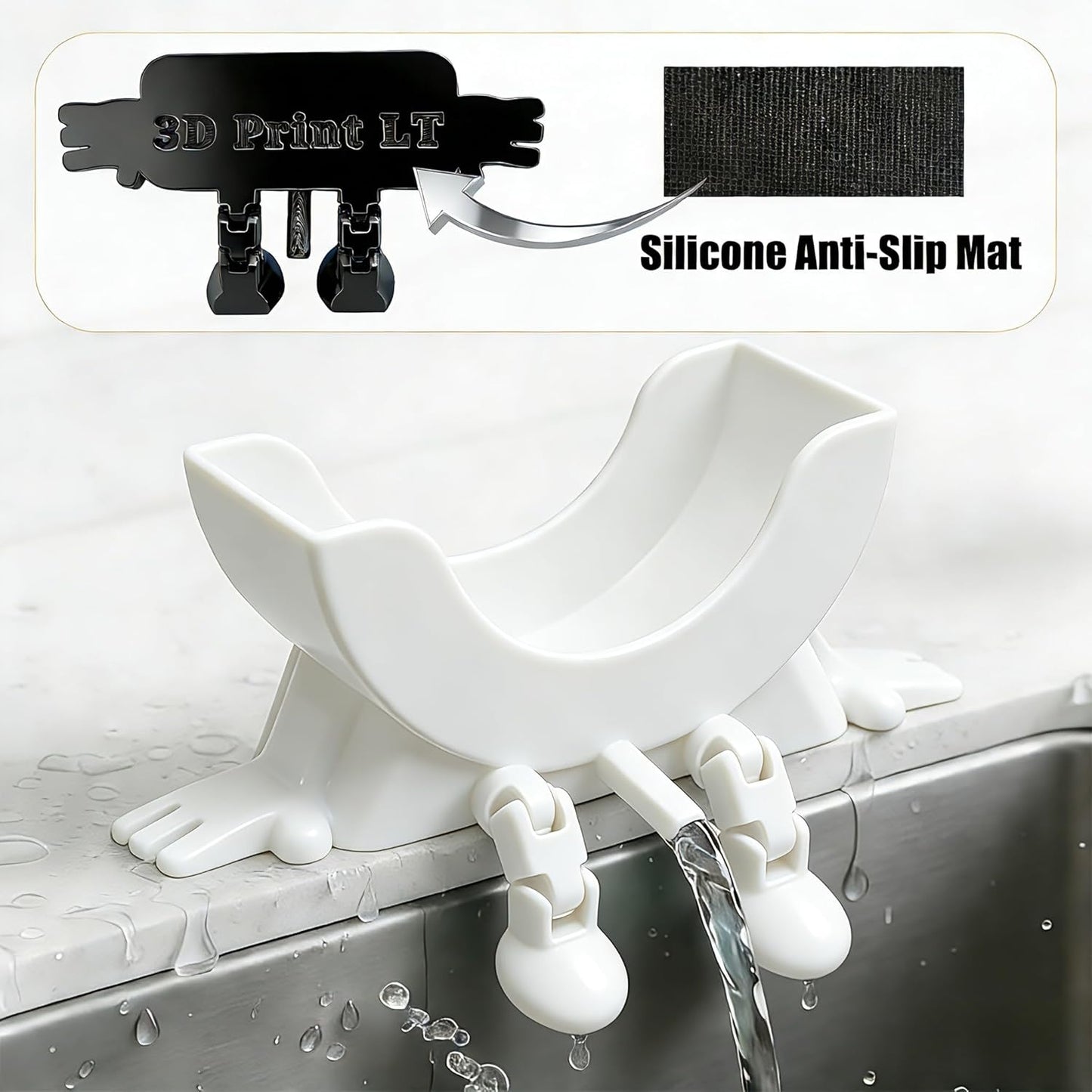 🔥🔥Cute Hanging Sponge Holder with Drainage,3D Printed Kitchen Funny Sponge Stand for Sink