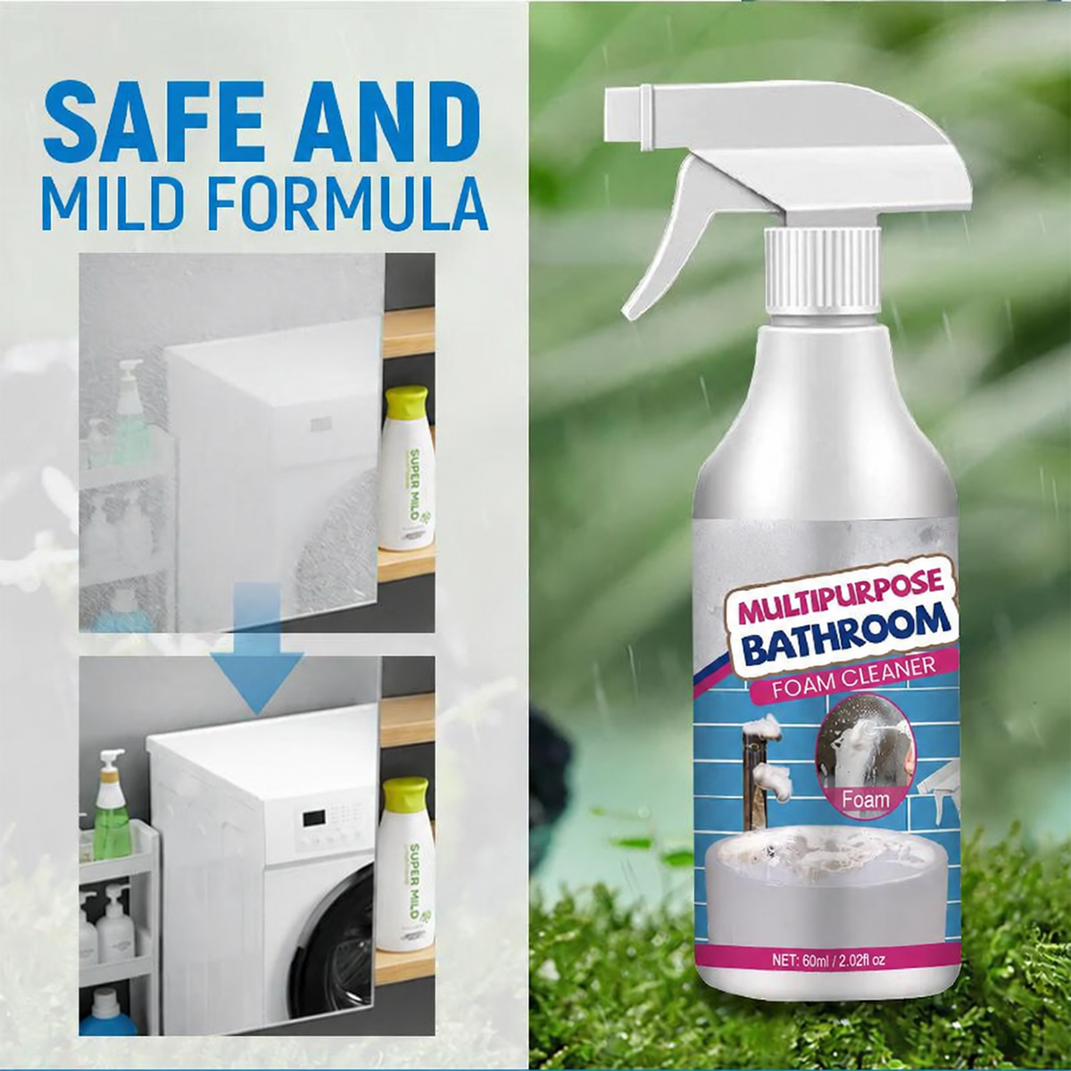 Multifunctional foam cleaner for the bathroom