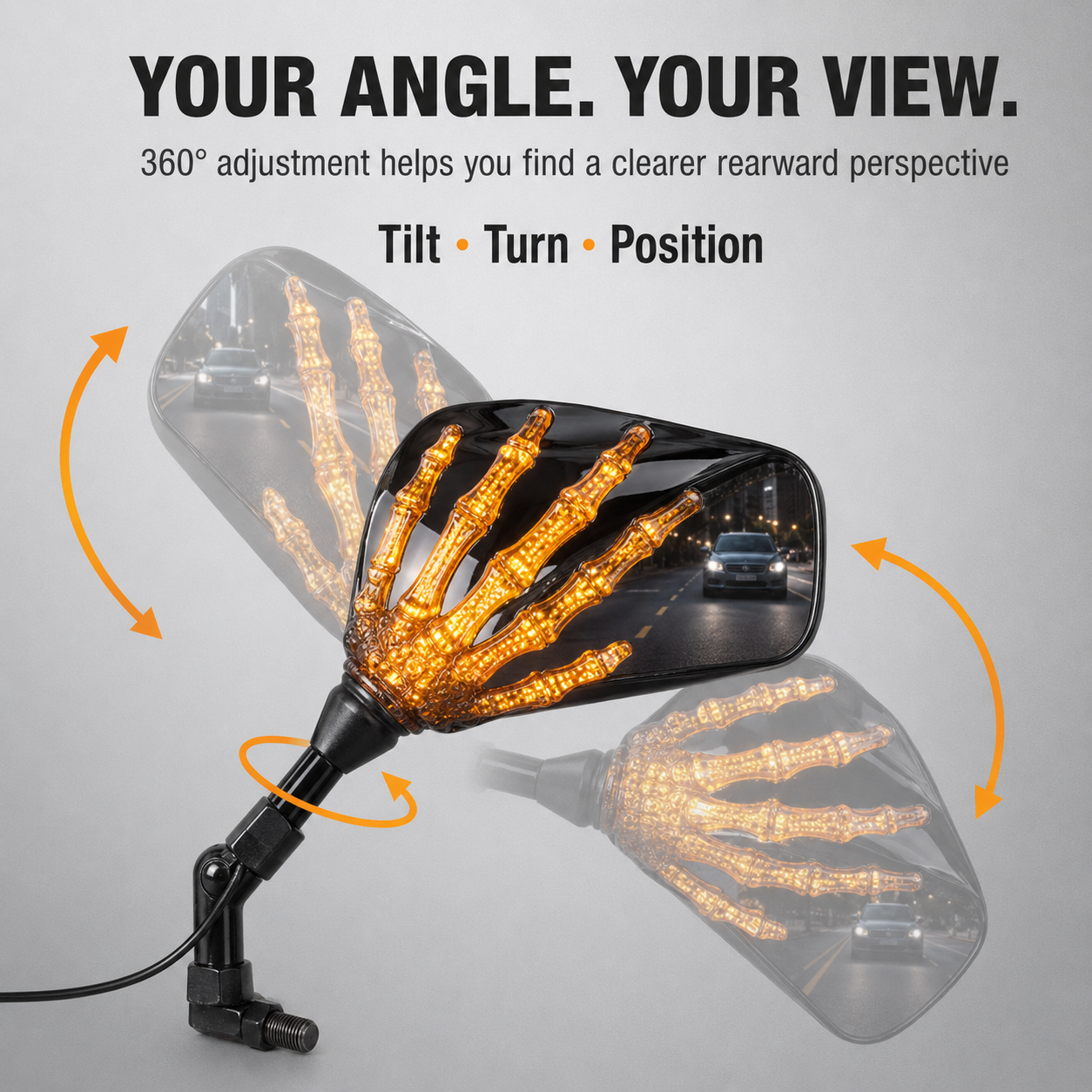 LED ghost claw rearview mirror