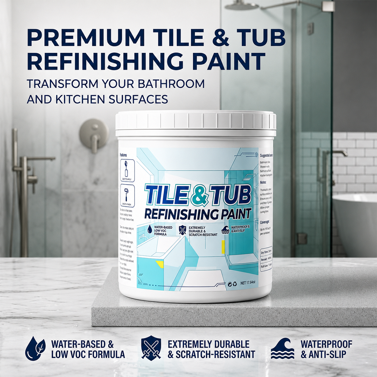 Premium Tile & Tub Refinishing Paint Kit