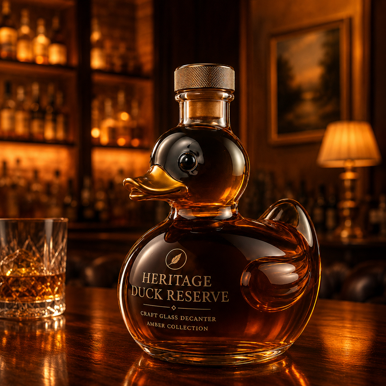 Duck-Shaped Glass Decanter for Bar Display