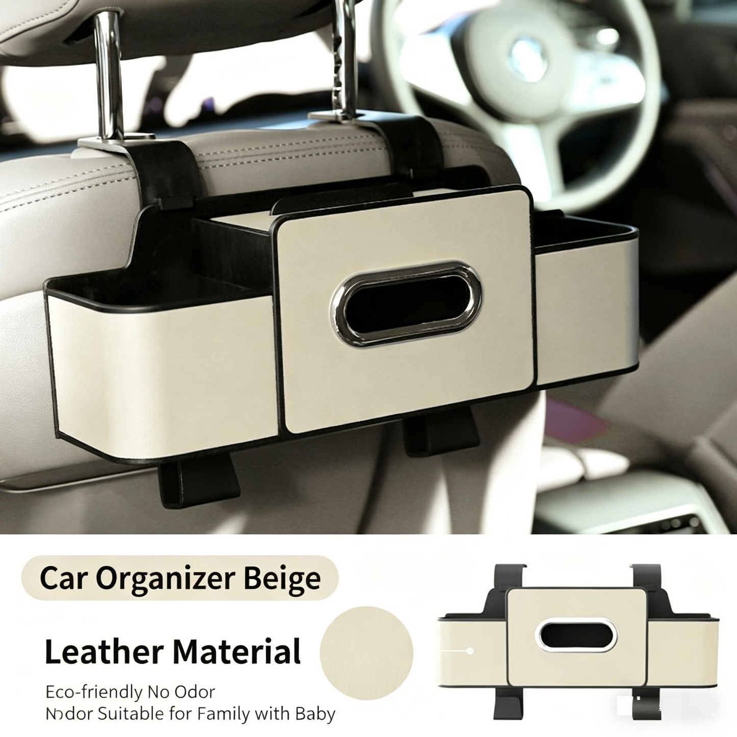 Car Backrest Storage Organizer with Hooks
