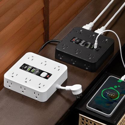 ⚡16-in-1 Power Strip with Switch & Surge Protection,ETL Listed Fireproof Power Strip