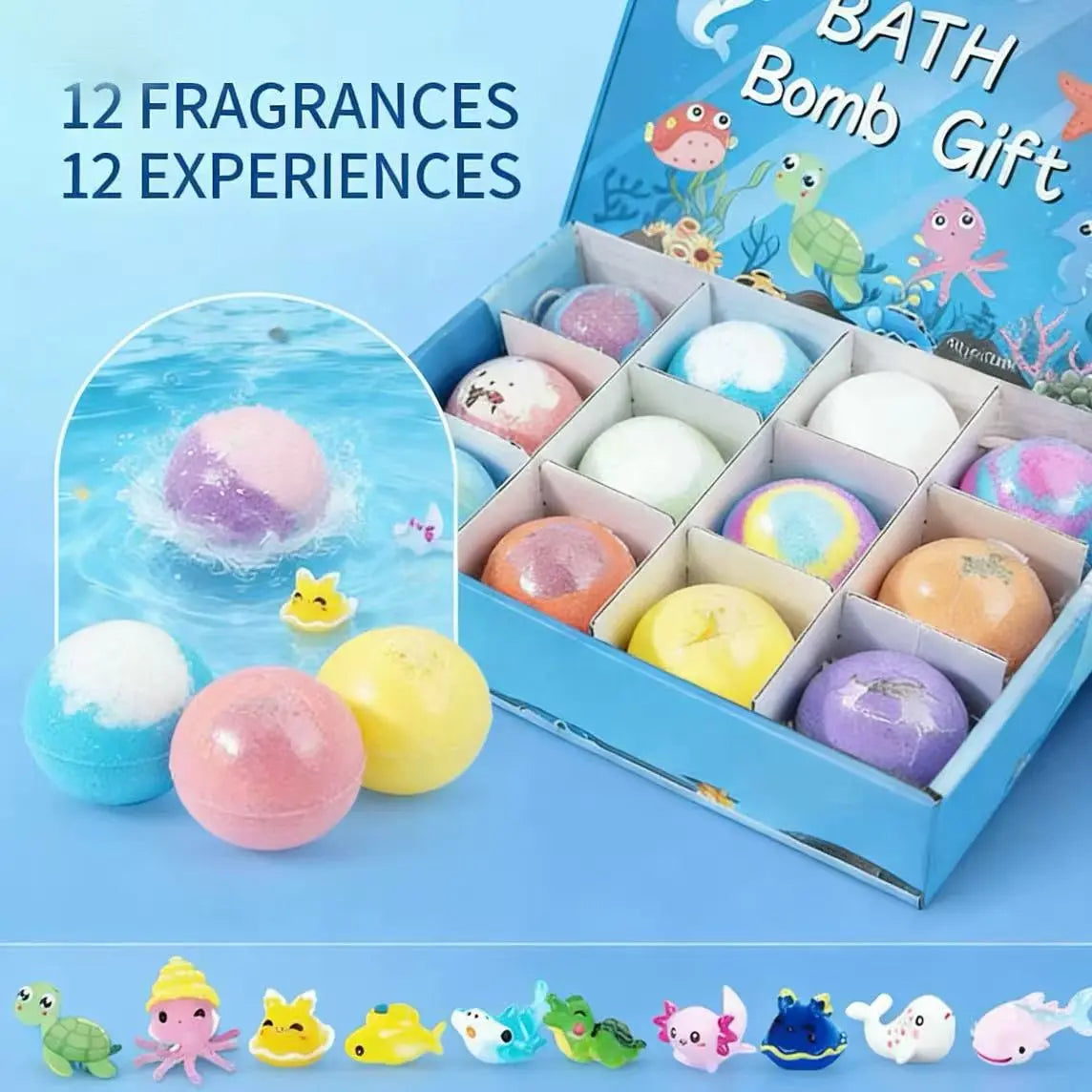 12 Pack Kids Bath Bombs Gift Set with Surprise Toys, Easter Basket Stuffers for Boys & Girls