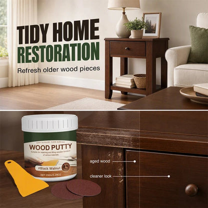 🚪Wood Repair Filler Putty – Fills Cracks & Chips, Smooths Surfaces, Blends with Dark Wood