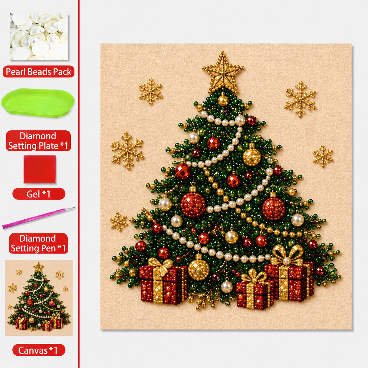 🎅🎄3D Pearl Art Kit – Christmas DIY Craft Set for Kids & Family Creative Fun