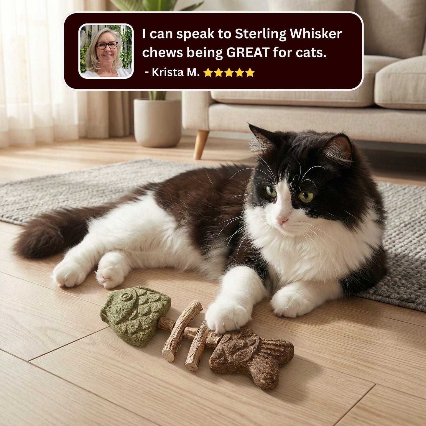 🐱Natural Catnip & Silvervine Chews – Healthy Chew Treats for Cats