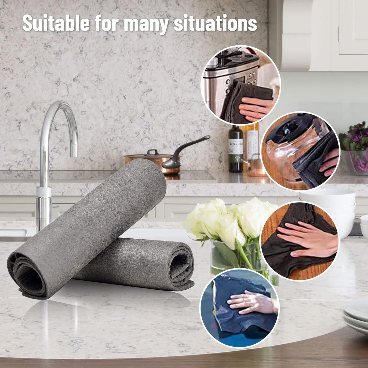 🔥 10-Pack Reusable Thickened Microfiber Cleaning Cloths – Streak-Free Magic Wipes for Glass, Windows & Cars