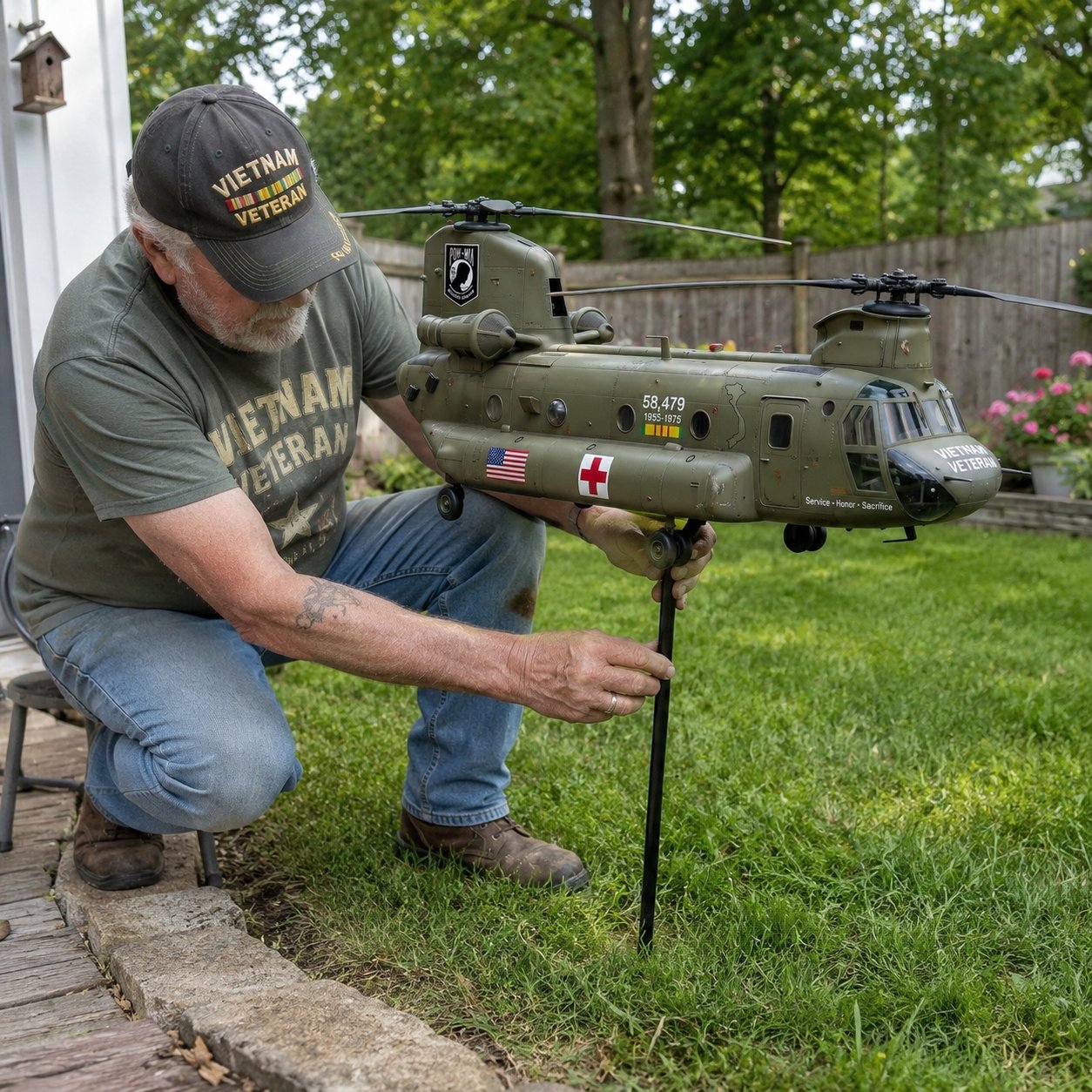 Vietnam Veteran UH-1 Helicopter Wind Spinner 🚁