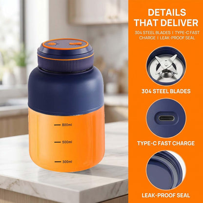 Portable Wireless Juicer Cup 1300ML – Rechargeable USB Personal Blender for Fruits & Vegetables