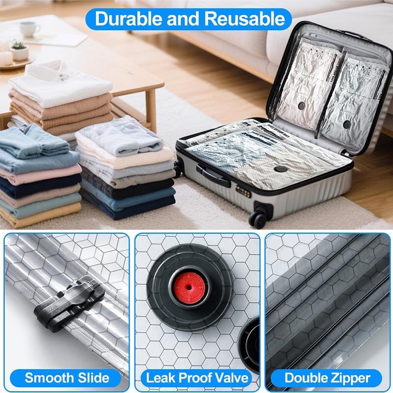 Travel Vacuum Storage Bags Cordless Compression Organizer Bag Set