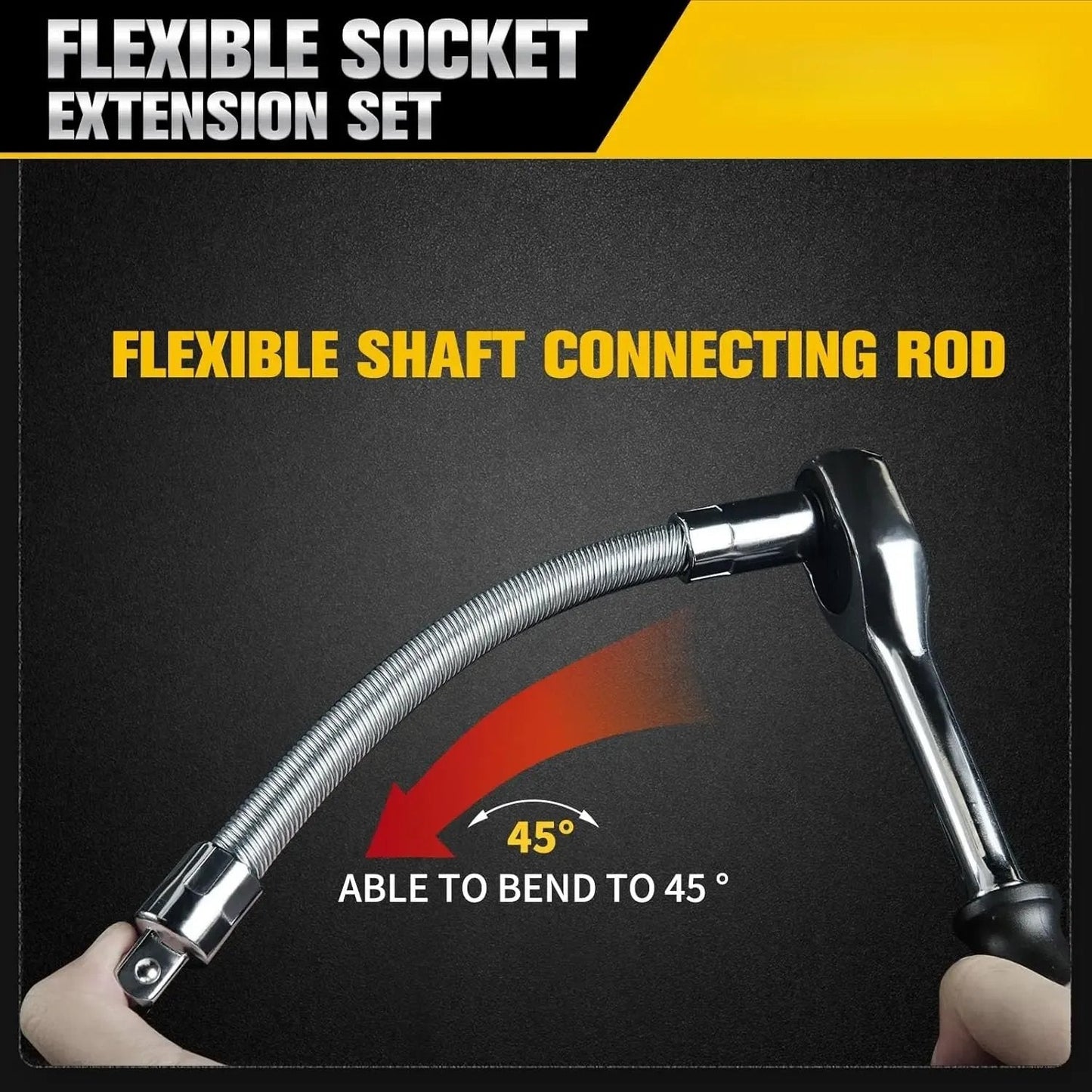 💖1/2-Inch Flexible Socket Extension Set – 35cm Bendable Ratchet Wrench Extenders for Tight Spaces