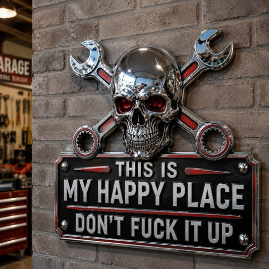 "This Is My Happy Place" Garage Wall Sign
