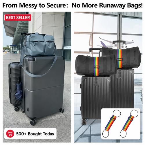 🌈2-Pack Adjustable Luggage Connector Straps – Multi-Use Travel Bag Securing Belts