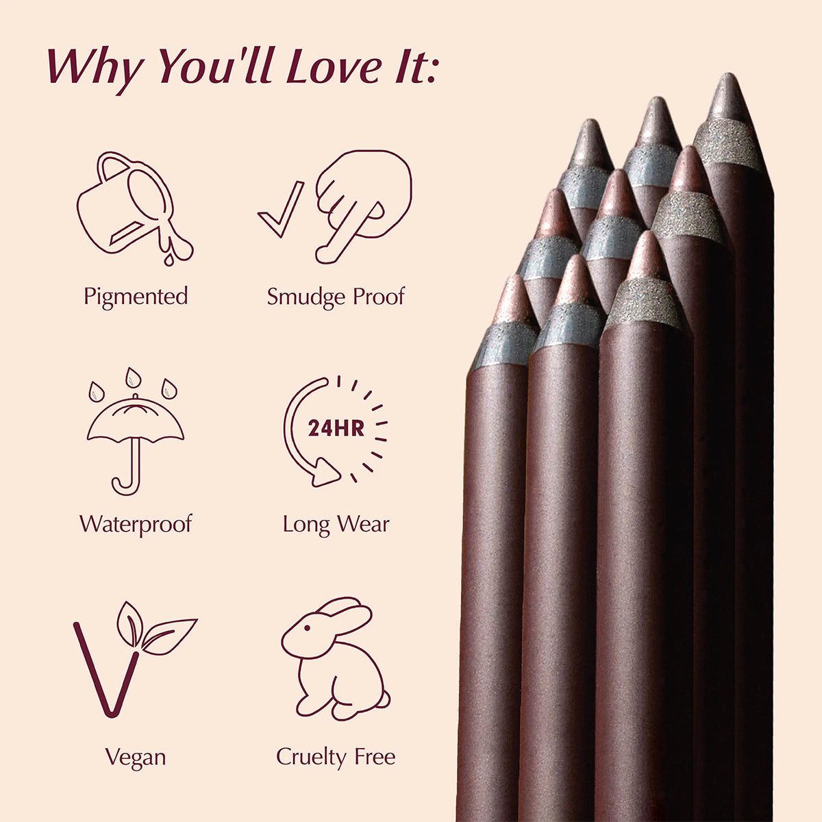 Cosmetics 24HR Waterproof Eyeliner Sharpable Eye Pencil
