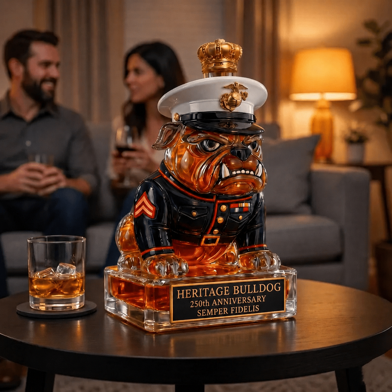 👑 Heritage Bulldog Glass Decanter for Bar Display