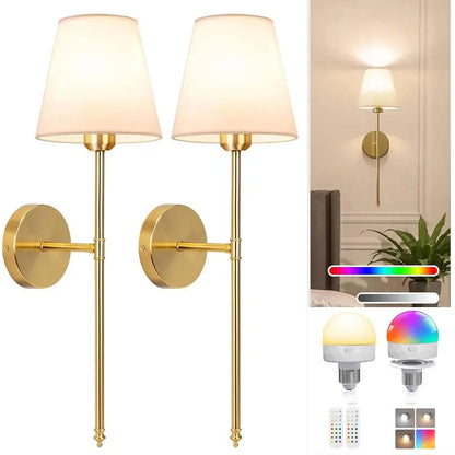 Wireless Battery-Powered Wall Lamps in /, Remote Control Bedroom Lights, Rechargeable Multi-Color Bulbs for Living Room & Hallway