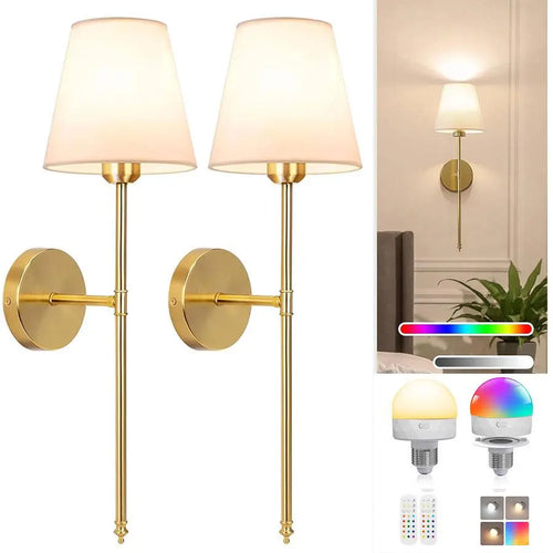 Wireless Battery-Powered Wall Lamps in /, Remote Control Bedroom Lights, Rechargeable Multi-Color Bulbs for Living Room & Hallway
