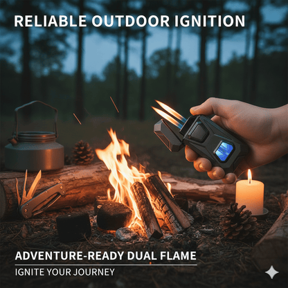 Voice-Activated Dual Flame Lighter,USB Rechargeable Windproof Refillable with Visible Window