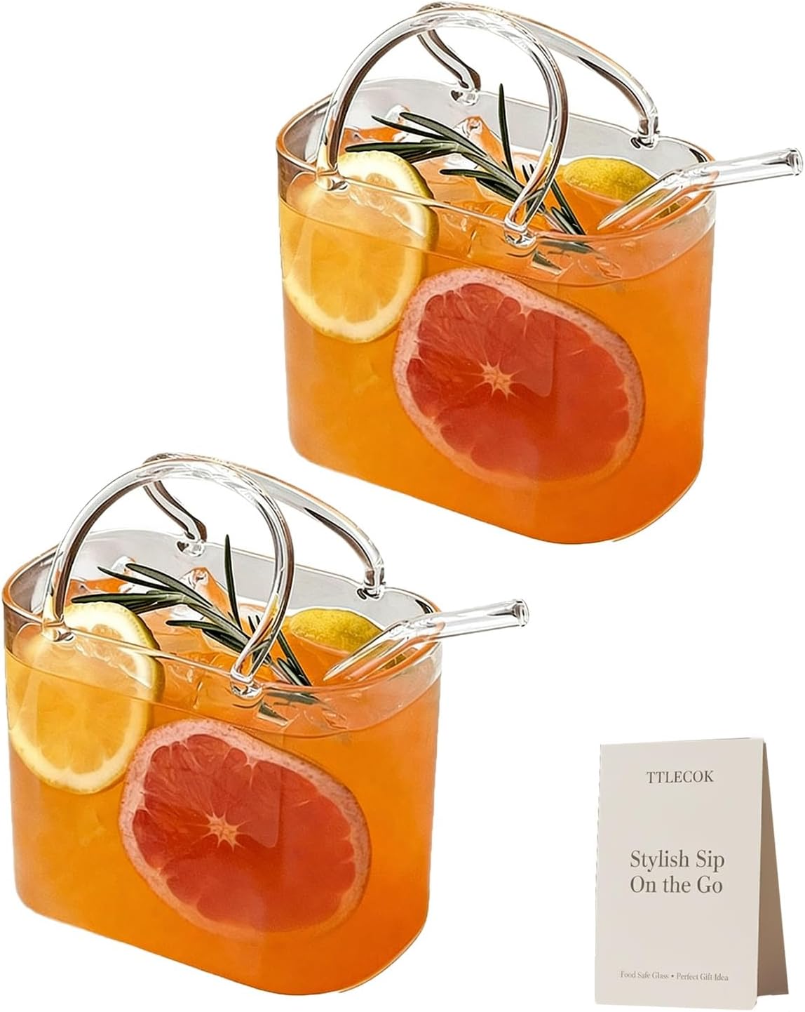 Purse Drinking Glass, Glass Purse for Drinks, Unique Wine Glasses with Straw, Decorative Fish Bowl Vase with Straw