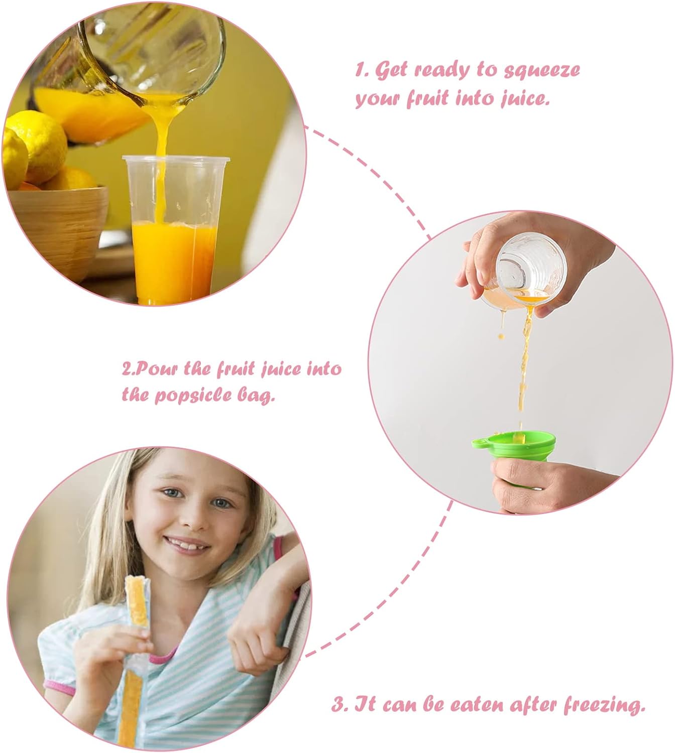 DIY Disposable Ice Pop Molds with Silicone Funnels Freeze Snacks Freezer Tubes