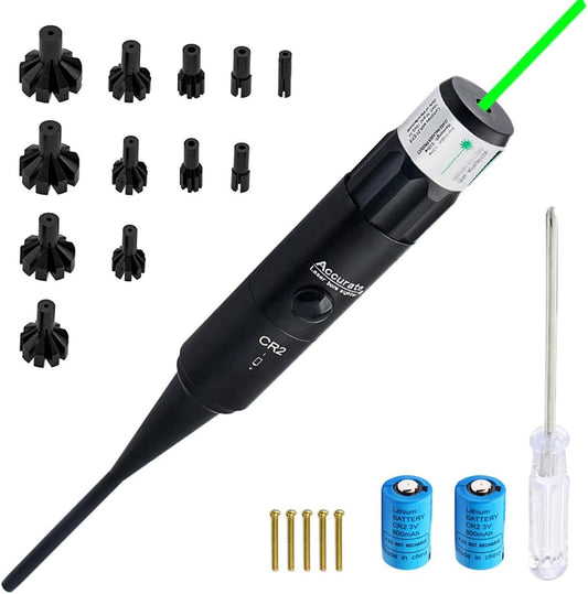 Laser Bore Sight Kit Multiple Calibers– Red & Green Dot Alignment Set for .177–12GA Compatible Firearms