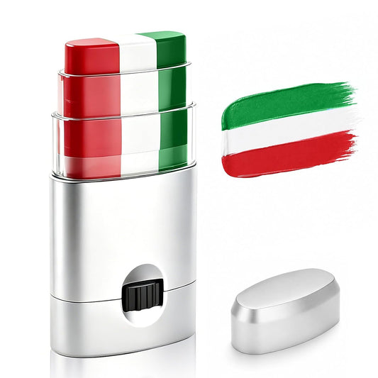 Mexico Italy Flag Face Paint Stick, Waterproof Sweatproof Green White Red Face & Body Makeup for Soccer Baseball Fans, Cinco de Mayo Sports Cheering Cream Paint