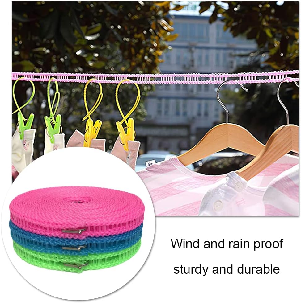 3-Pack Portable Travel Clotheslines – Wind-Resistant Laundry Lines for Indoor, Outdoor & Camping Use