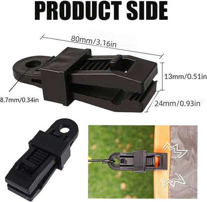 10 Pack Dog Tooth Design Tarp Clips for Camping Tent, Tarp Hoochies etc