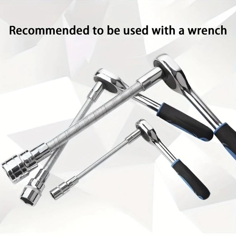 💖1/2-Inch Flexible Socket Extension Set – 35cm Bendable Ratchet Wrench Extenders for Tight Spaces