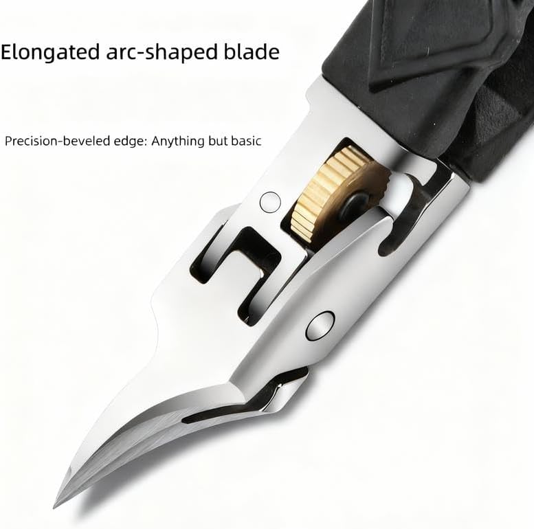 Black Anti-Slip Grip Gear Lock Nail Clipper with Ultra-Sharp Tips for Precise Access to Nail Grooves