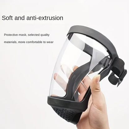Transparent Adjustable Full-Face Shield | Durable Safety Visor, Heat & Impact Resistant for Work, Kitchen & Outdoor