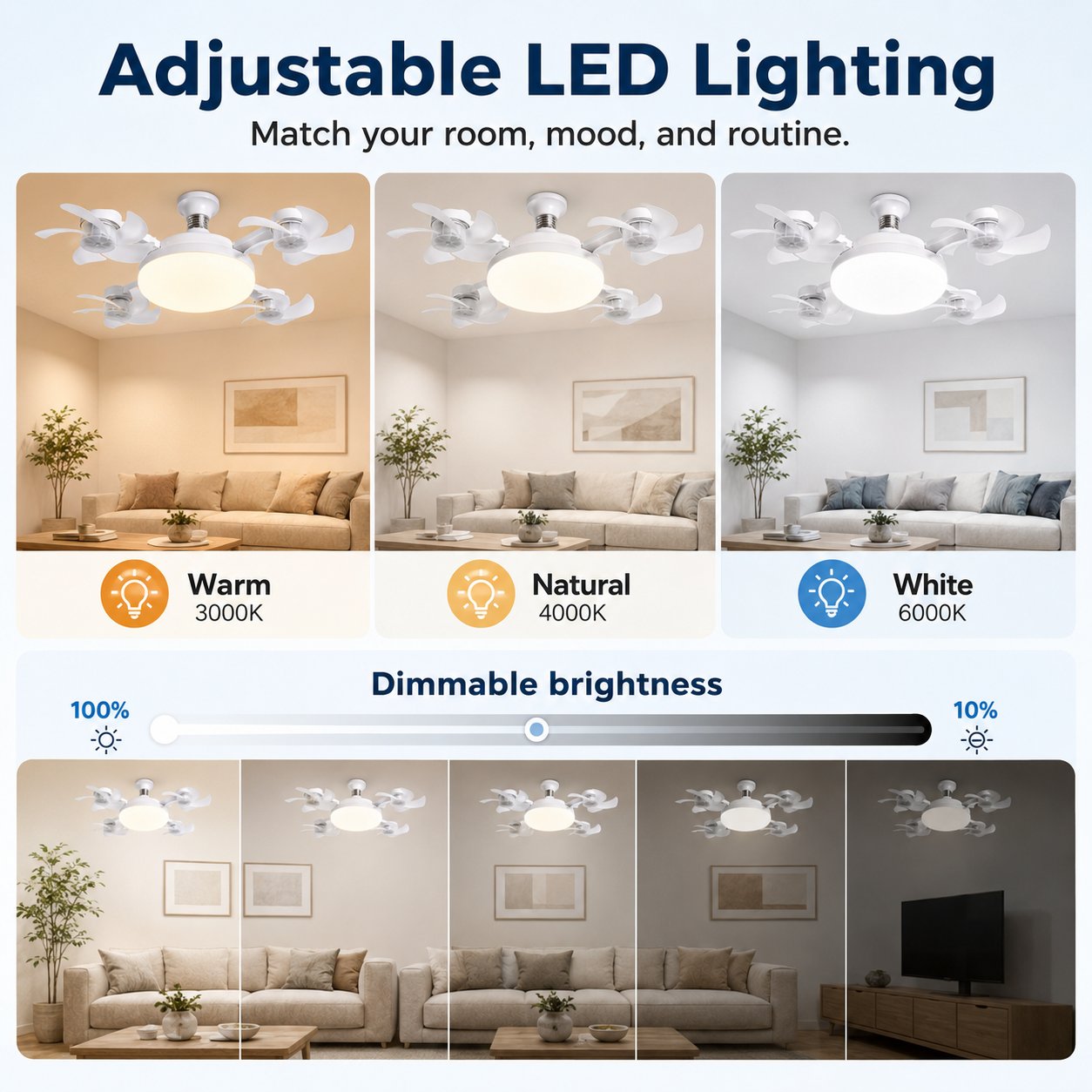 2026 New E27 Socket Ceiling Fan Light