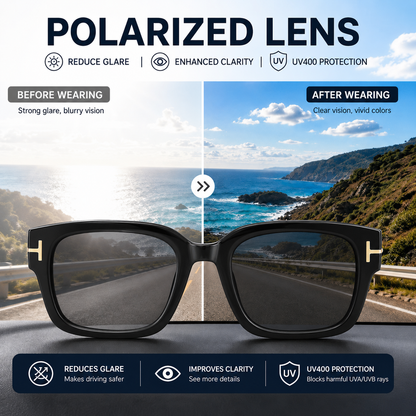 Women’s Polarized Square Sunglasses – Lightweight UV400 Shades for Driving, Beach & Travel