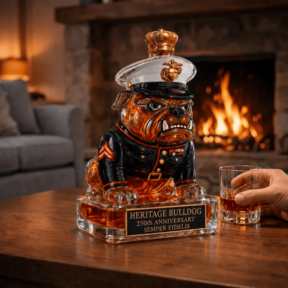 👑 Heritage Bulldog Glass Decanter for Bar Display