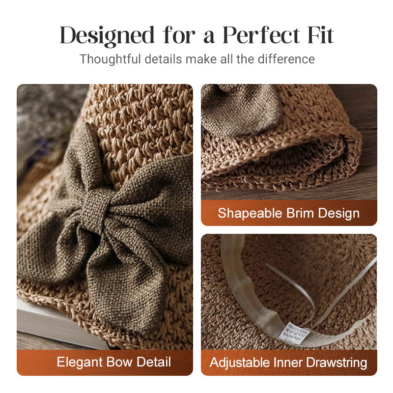 Stylish Woven Straw Sun Hat with Bow Detail