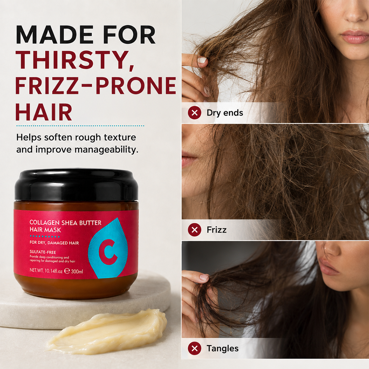 Collagen Shea Butter Hair Mask - Deep Repair & Hydration Treatment