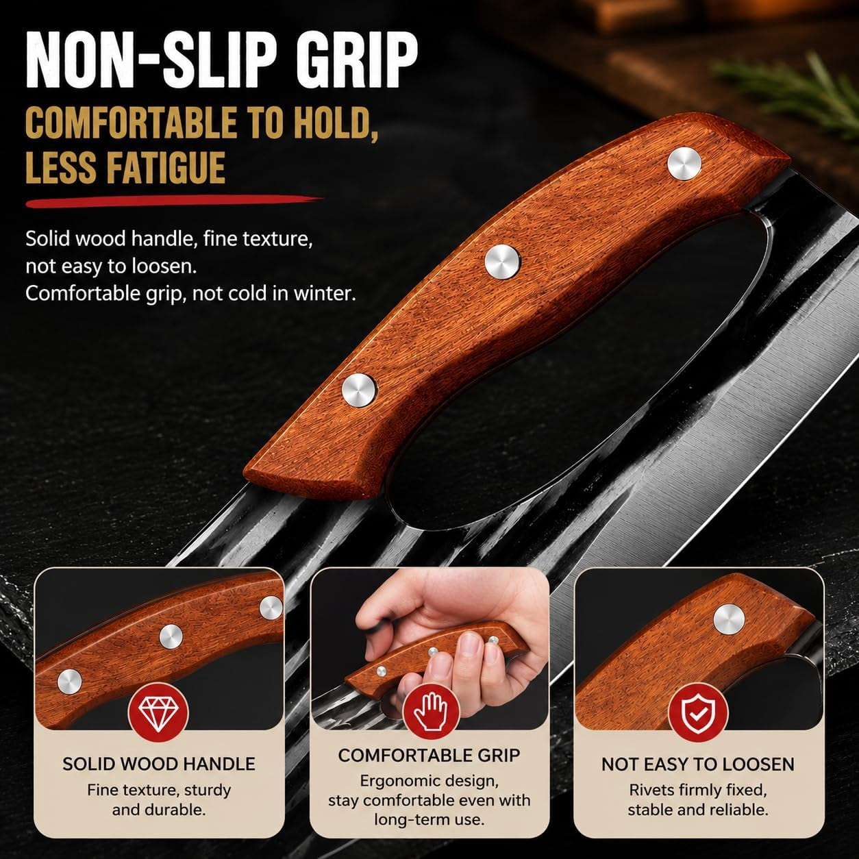 Hand-Forged Chef Knife & Cleaver Set – Sharp V-Edge Kitchen Knives for Meat, Vegetables & Fruits