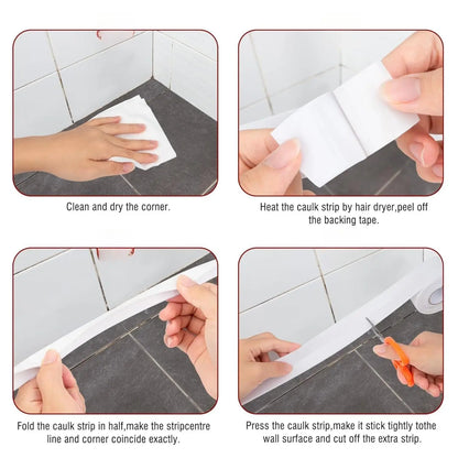 Waterproof Self-Adhesive Caulk Tape – Moldproof Seal Strip for Bathroom, Kitchen Sink, Tub & Toilet Edges