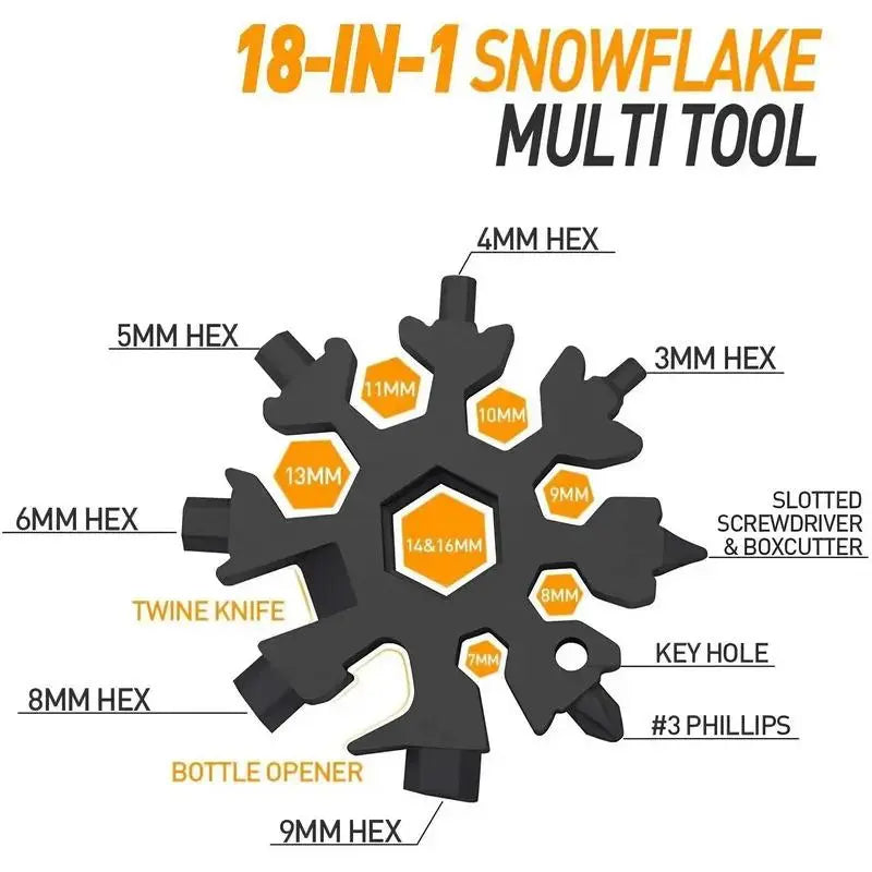Viral 18-in-1 Snowflake Multi-tool  Stainless Steel Portable Wrench | All-in-One Screwdriver & Bottle Opener | Must-Have Survival Gadget