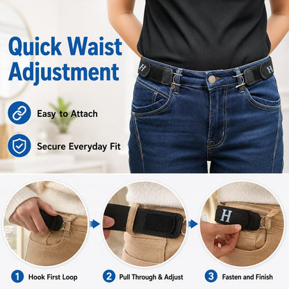 Buckle-Free Elastic Waist Adjuster – No-Sew Instant Fit Belt for Men & Women