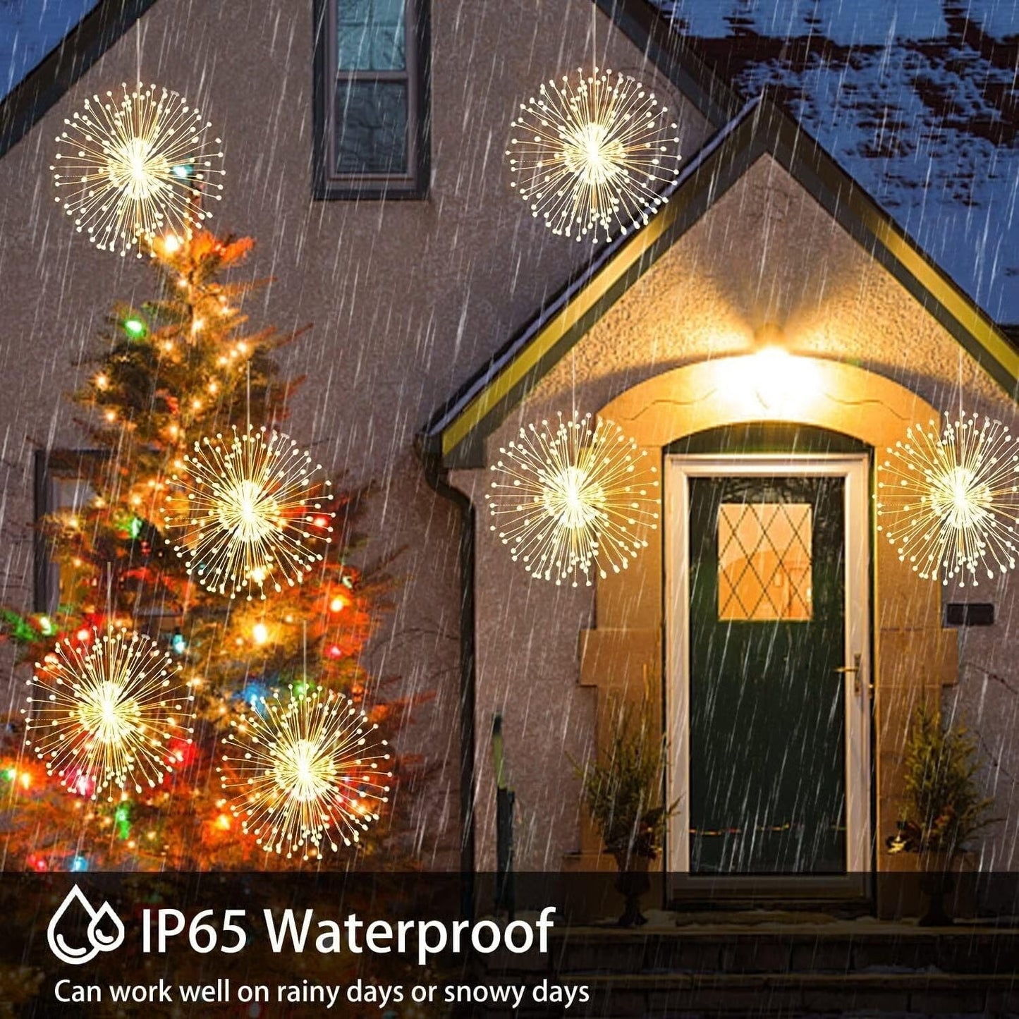 🎆 4-Pack Solar Fireworks Lights — 480 LEDs IP65 Waterproof Outdoor Garden Lights 💦